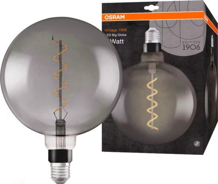 LED  Osram GLOBE200 SMOKE28 818 E27 5 W 1800K - 150 lm   Vintage 1906 - 