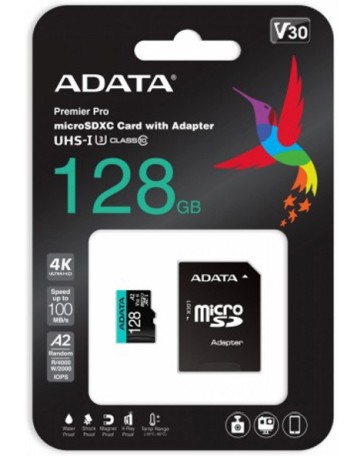 Micro SDXC   128 GB ADATA  Premier Pro V30S - Class 10, U3, V30  SD  - 