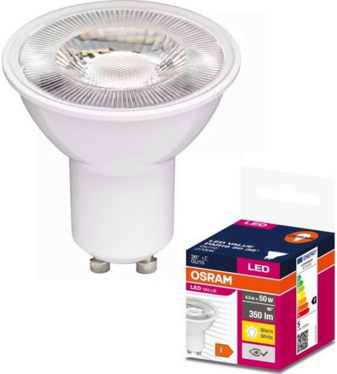 LED  Osram PAR16 50 865 GU10 5 W 6500K - 350 lm   Value Plast - 