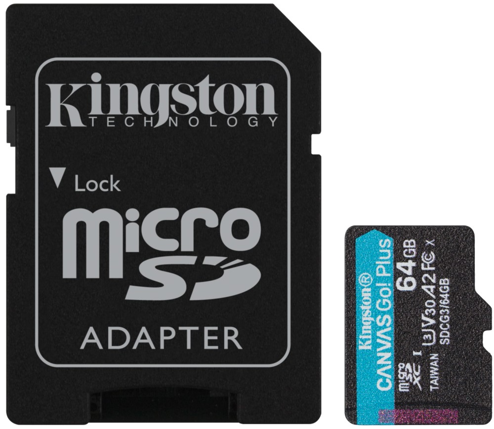 Micro SDXC   64 GB Kingston Ganvas Go! - Class 10, U1, V30, A2 - 