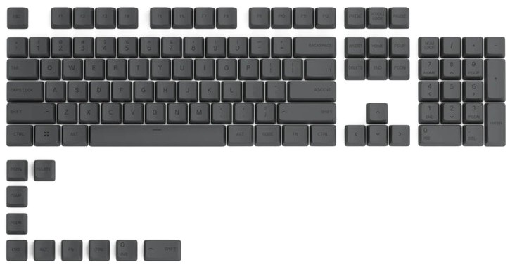     Glorious GPBT Black Ash - 114 , ANSI Layout, MX, Cherry Profile - 