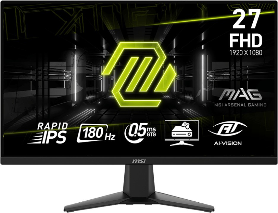  MSI MAG 275F - 27", Rapid IPS, 180 Hz, 16:9, 1920 x 1080, 0.5 ms, 2 x HDMI, DisplayPort, Adaptive-Sync - 