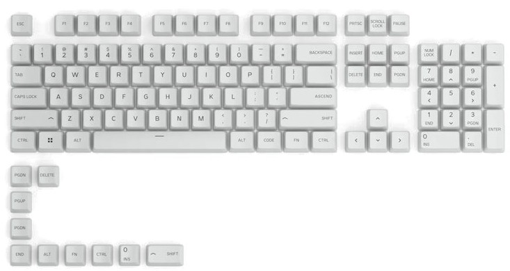     Glorious GPBT Arctic White - 114 , ANSI Layout, MX, Cherry Profile - 