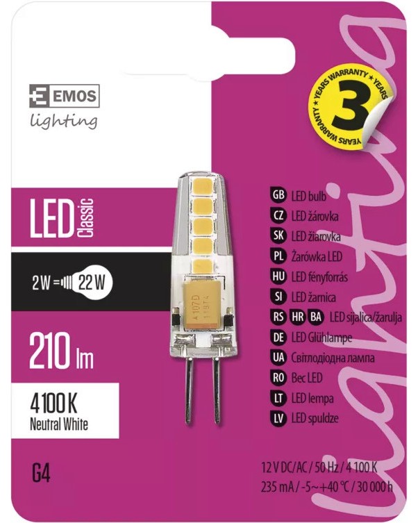 LED  Emos JC G4 2 W 4100K - 210 lm   Classic - 