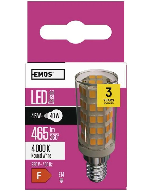 LED  Emos JC E14 4.5 W 4000K - 465 lm   Classic - 