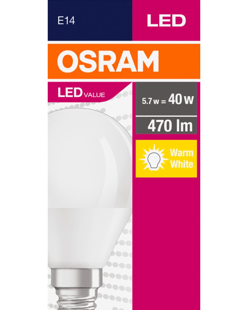 LED  Osram A40 E14 5.7 W 2700K - 470 lm - 