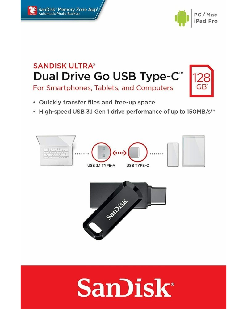 USB A / Type-C 3.2   128 GB SanDisk Dual Drive Go -   Ultra - 