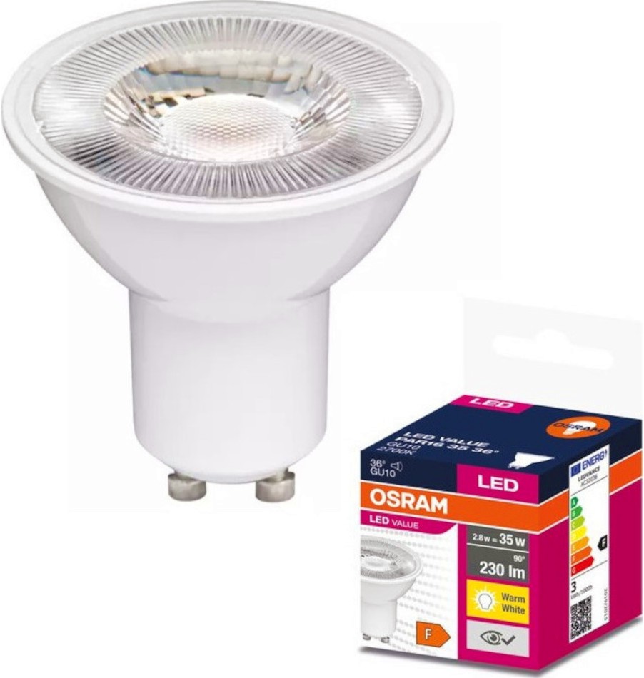 LED  Osram PAR16 35 827 GU10 2.8 W 2700K - 230 lm   Value Plast - 