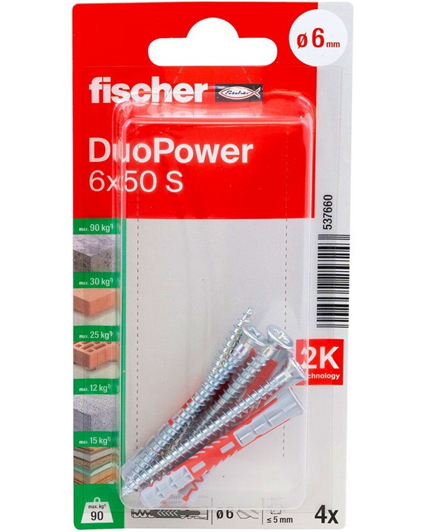    PZ2 Fischer DuoPower S K NV - 4    ∅ 6 - 8 mm   50 - 65 mm - 