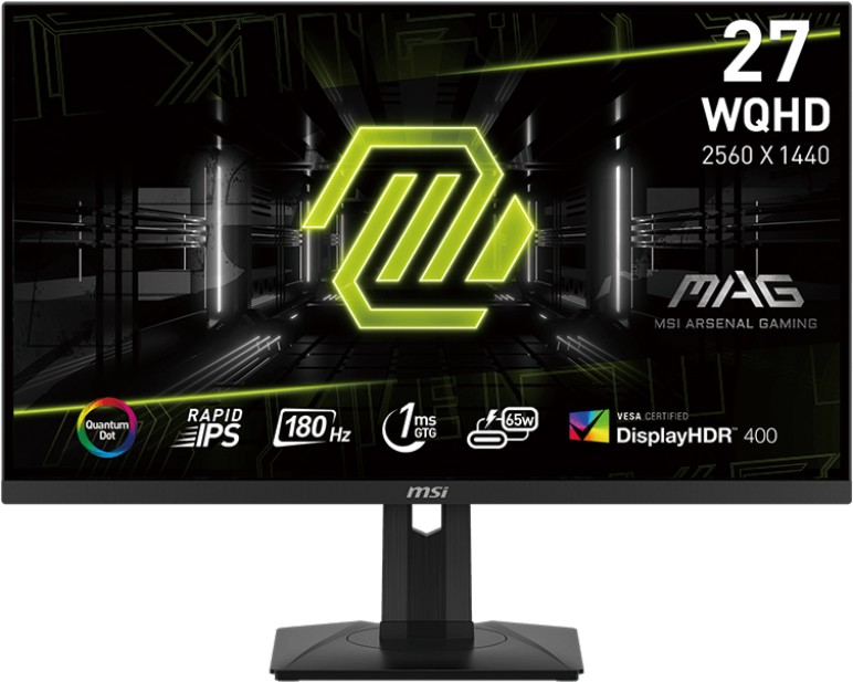  MSI MAG 274QRF QD E2 - 27", IPS, 180 Hz, 16:9, 2560 x 1440, 1 ms, HDMI, DisplayPort, USB-C, Adaptive-Sync, DisplayHDR 400, AMD FreeSync - 