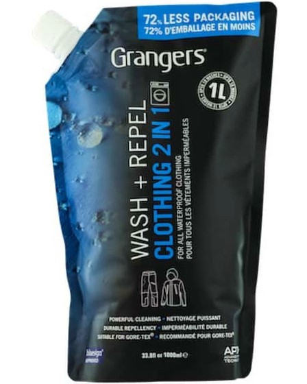     2  1   Grangers Wash + Repel Clothing Eco Pouch - 1 l -  