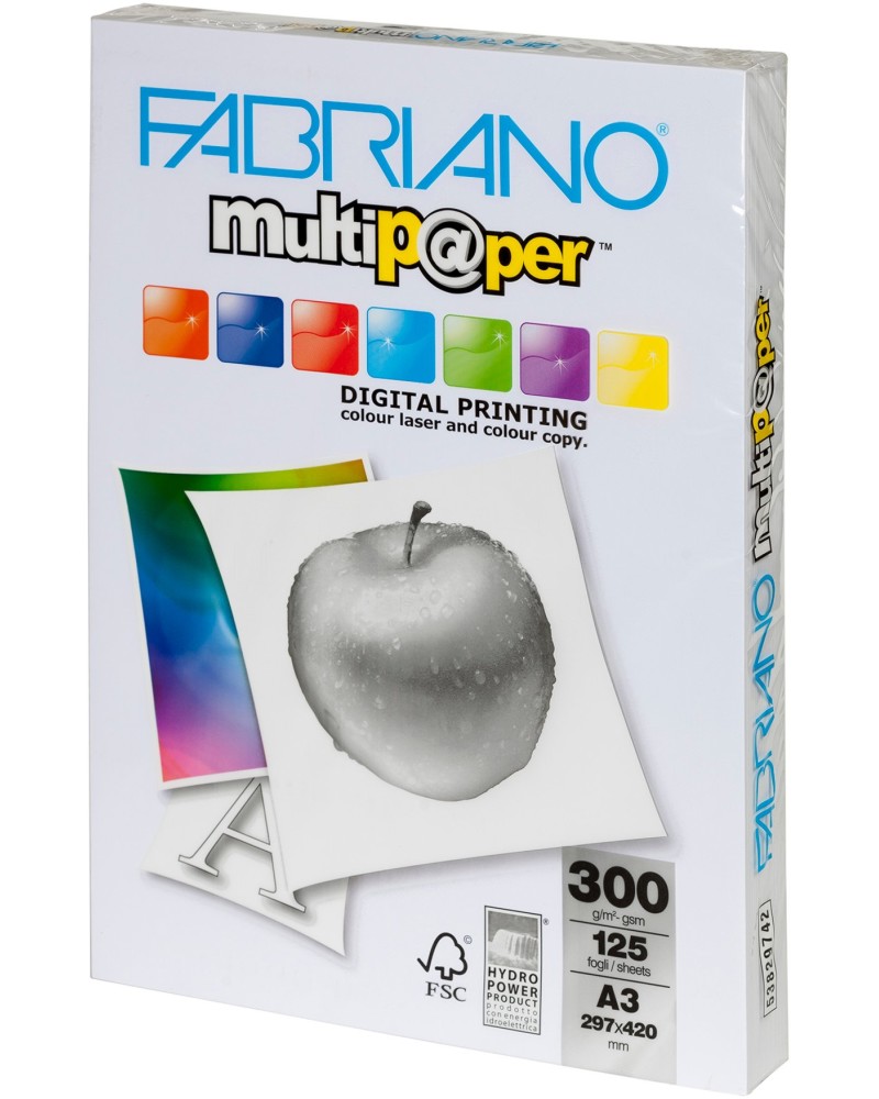   A3 Fabriano Multipaper - 125 , 300 g/m<sup>2</sup> - 