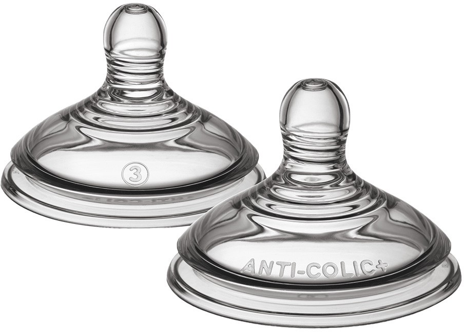 Биберони от силикон Tommee Tippee Fast Биберони от силикон Tommee Tippee Fast - 2 броя, от серията Advanced Anti Colic Plus, 6+ м - биберон