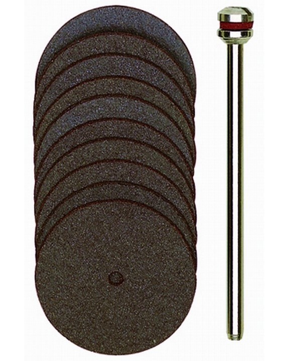 Комплект корундови дискове за рязане и шпиндел Proxxon Комплект корундови дискове за рязане и шпиндел Proxxon - 11 части с диаметър ∅ 22 х 0.7 mm -