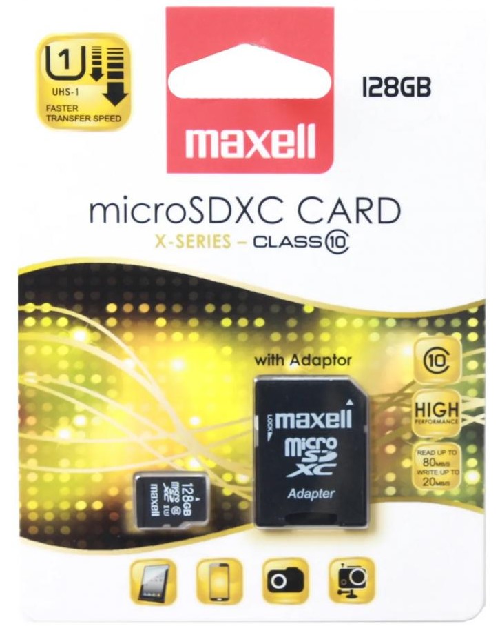 Micro SDXC   128 GB Maxell - Class 10, U1,  SD  - 