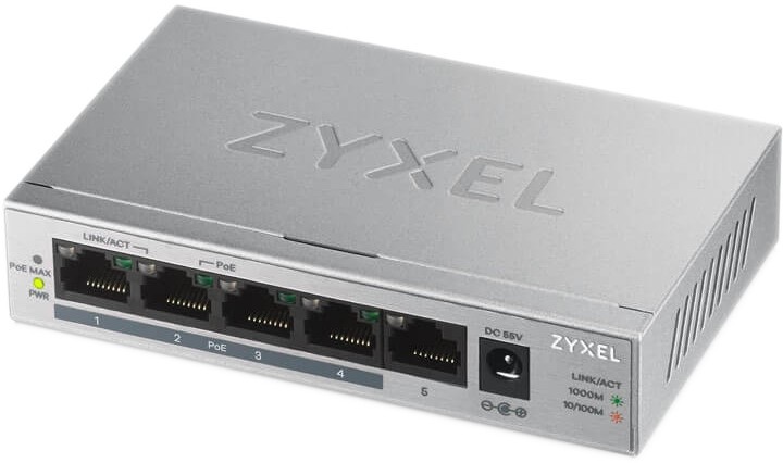  ZyXEL GS1005-HP - 1 , 4 PoE+ , 1000 Mbps - 