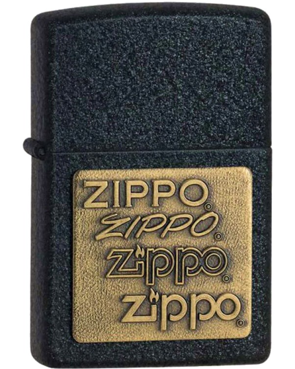   Zippo Black Crackle Gold Zippo Logo - 