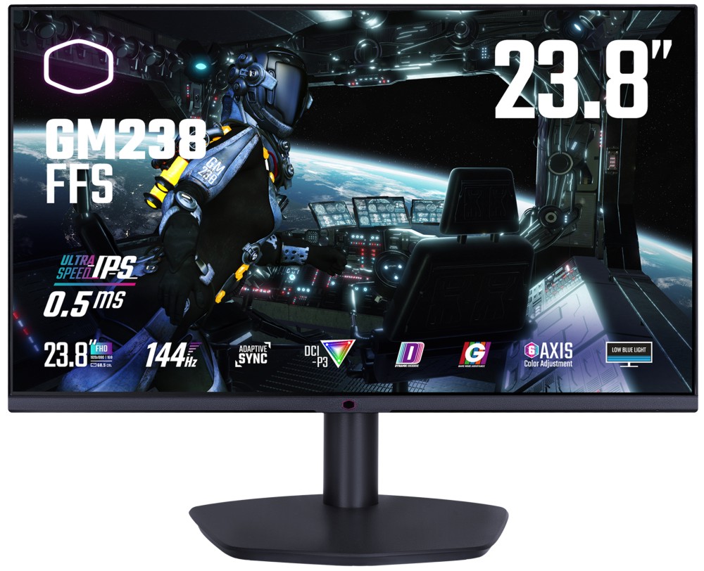  Cooler Master GM238-FFS - 23.8", IPS, 144 Hz, 16:9, 1920 x 1080, 0.5 ms, HDMI, DisplayPort, HDR10 - 