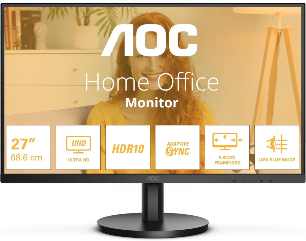  AOC U27B3M - 27", VA, 60 Hz, 16:9, 3840 x 2160, 4 ms, DisplayPort, HDMI, AdaptiveSync - 