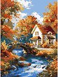 Рисуване по номера Ideyka - Къща в планината - 30 x 40 cm -