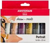 Акрилни бои Royal Talens Standart - Портретни цветове - 6 цвята x 20 ml от колекцията Amsterdam - боя