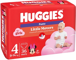  Huggies Littla Movers Pants Girl 4 - 36 ,   9-14 kg,       - 