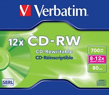 CD-RW Verbatim 700 MB -      12x - 