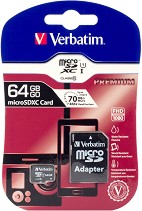 Micro SDXC   64 GB Verbatim Premium - Class 10, U1  SD  - 