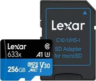 Micro SDXC   256 GB Lexar - Class 10, UHS-I, U3, V30, A1  SD  - 