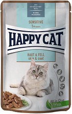       Happy Cat Meat in Sauce Skin and Coat - 85 g,   Sensitive,    - 