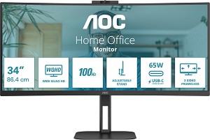  AOC CU34V5C - 34", VA, 100 Hz, 21:9, 3440 x 1440, 1 ms, HDMI, DisplayPort, USB-C, AMD FreeSync - 