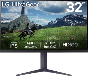  LG 32GS85Q-B - 31.5", IPS, 180 Hz, 16:9, 2560 x 1440, 1 ms, 2 x HDMI, DisplayPort, AMD FreeSync - 