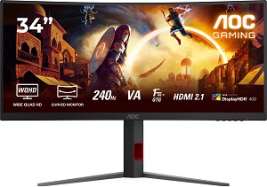  AOC CU34G4Z - 34", VA, 240 Hz, 21:9, 3440 x 1440, 0.5 ms, 2 x HDMI, DisplayPort, Adaptive-Sync - 