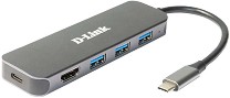 USB-C  D-Link DUB-2333 - 5  (1x HDMI 1.4, 1x USB-C, 3x USB-A 3.0) - 